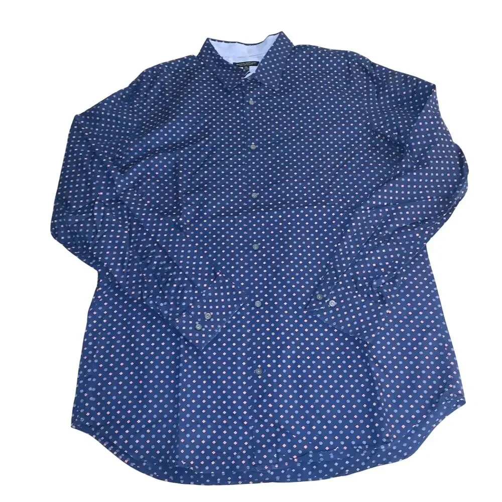 Banana Republic Men's XL 100% Cotton Soft Wash Slim Fit Blue Button Down Foulard